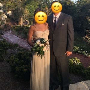 Adrianna Papell Size 2 Maxi Champagne Colored Gown